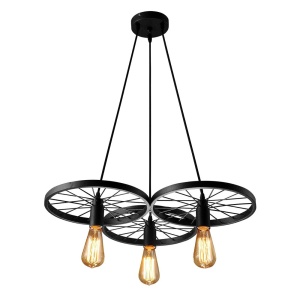 LUSTRA CU 3 BECURI CIRCLE INDUSTRIAL APP213-3CP, 140x30x18 cm, NEGRU, DIN METAL, STIL MODERN, TU
