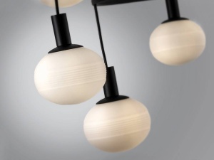 LUSTRA GLOBAL 71CM, DIN METAL SI STICLA OPAL, STIL VINTAGE, SCHULLER - Img 4