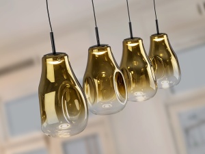 LUSTRA/PLAFONIERA ALEDIS, 40/220 CM, NEGRU MAT/AURIU, DIN METAL SI STICLA, STIL MODERN - Img 2