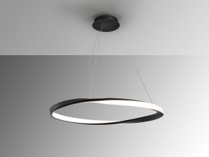 LUSTRA/PLAFONIERA ALTAIR, 85 CM, NEGRU MAT/OPAL, DIN METAL SI SILICON, STIL MODERN