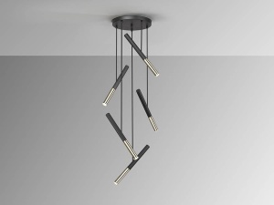 LUSTRA/PLAFONIERA EDNA, 43 CM, NEGRU MAT/AURIU/OPAL, DIN METAL SI ACRIL, STIL MODERN - Img 4