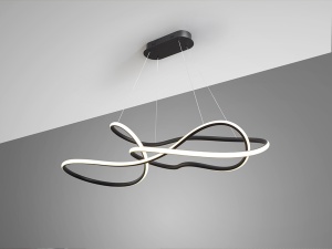 LUSTRA/PLAFONIERA EVANIA, CU TELECOMANDA, 70/150 CM, NEGRU MAT, DIN OTEL SI SILICON, STIL MODERN - Img 3