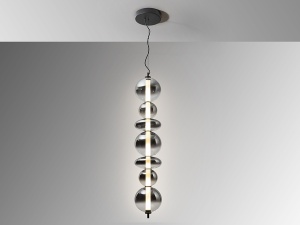 LUSTRA/PLAFONIERA GLADIS, 50/220 CM, NEGRU MAT/FUMURIU, DIN METAL SI STICLA, STIL MODERN - Img 5
