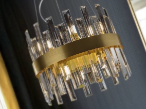 LUSTRA/PLAFONIERA GRACE, 35 CM, AURIU PERIAT/TRANSPARENT, DIN METAL SI STICLA, STIL MODERN - Img 5