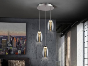 LUSTRA/PLAFONIERA NEBULA, 30 CM, CROM/TRANSPARENT, DIN METAL, POLICARBONAT SI STICLA, STIL MODERN