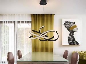 LUSTRA/PLAFONIERA RING II, 74 CM, NEGRU MAT/OPAL, DIN METAL, ALUMINIU SI ACRIL, STIL MODERN