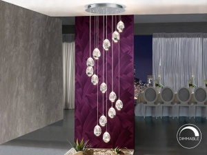 LUSTRA/PLAFONIERA ROCIO, CONTROL BLUETOOTH, 50 CM, CROM/TRANSPARENT, DIN STICLA SI METAL, STIL MODERN