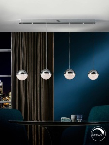 LUSTRA/PLAFONIERA SPHERE, 91 CM, CROM/TRANSPARENT, DIN METAL SI POLICARBONAT, STIL MODERN