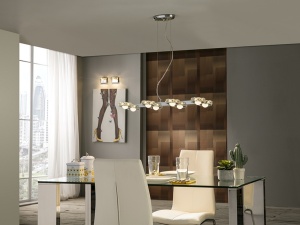 LUSTRA/PLAFONIERA SURIA, 74 CM, CROM/TRANSPARENT, DIN METAL SI STICLA, STIL MODERN