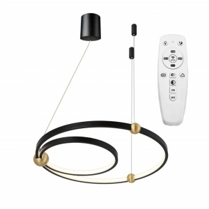 LUSTRA RING CU TELECOMANDA APP692-30-50, 50x50 cm, NEGRU SI AURIU, DIN METAL DE INALTA CALITATE, STIL MODERN, TU