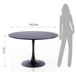 MASA 120CM, KYOTO BLACK, DIN METAL SI MDF LACUIT, DESIGN MODERN - Img 6