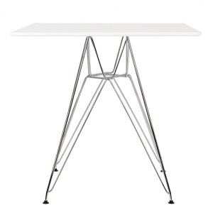 MASA ALBA DIN MDF CU BAZA DIN OTEL DSR SQUARE 80x80 STIL MODERN B2
