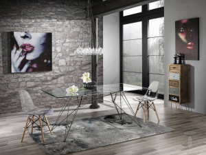 MASA BIROU 180CM, SPILLO BLACK, COD 3333, STIL MODERN, REALIZATA METAL SI STICLA - Img 3