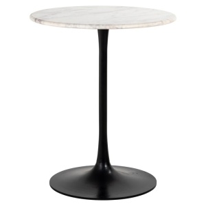MASA BISTRO CARLTEN, NEGRU/ALB, 65Ø, 825227, CONFECTIONATA DIN METAL, MDF SI MARMURA ALBA DE BANSWARA, STIL MODERN