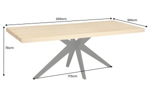 MASA DE SUFRAGERIE, ZEUS 200CM, FURNIR LEMN DE STEJAR SI METAL, ASPECT NATUR, ARTIM GROUP SELECTION - Img 6