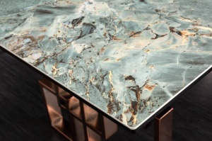 MASA DINING ATLANTIS DIN STICLA SI METAL 200CM, TURCOAZ/AURIU COD 41748 - Img 3