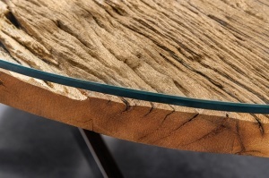 MASA DINING BARRACUDA, OVALA 220CM, REALIZATA DIN LEMN DE TEX, BLAT DE STICLA SI SUPORT DIN METAL, CULOARE MARO/NATURAL- CROM, ARTIM GROUP - Img 4