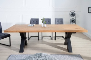 MASA DINING DIN LEMN MASIV 200CM, THOR, COD 41183, STEJAR SI CADRUL DIN METAL, STIL INDUSTRIAL - Img 2