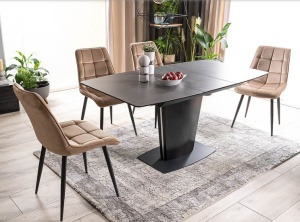 MASA DINING EXTENSIBILA BRISTOL CERAMIC, 120/160, GRI INCHIS/NEGRU MAT, DIN STICLA/CERAMICA SPANIOLA/MDF, STIL MODERN, SIGNAL - Img 2