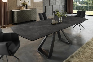 MASA DINING EXTENSIBILA, CONCORD 180/230CM, BLAT DIN STICLA, CERAMICA SI PICIOARE METAL, ARTIM GROUP SELECTION
