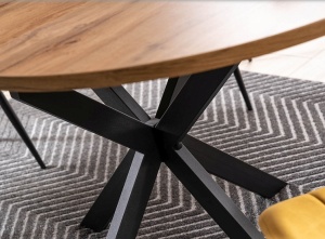MASA DINING EXTENSIBILA GASTON, 100/135 CM, STEJAR ARTISAN/NEGRU, BLAT DIN MDF SI PICIOARE DIN METAL, STIL MODERN - Img 4