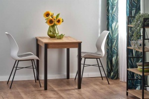 MASA DINING EXTENSIBILA GINO, STEJAR WOTAN/NEGRU, 100/135 CM, BLAT DIN PAL MELAMINAT, STIL VINTAGE - Img 2
