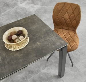 MASA DINING EXTENSIBILA HORIZON, GRI MARONIU/NEGRU, 120/180 CM, BLAT DIN CERAMICA SI PICIOARE DIN METAL, STIL MODERN - Img 5