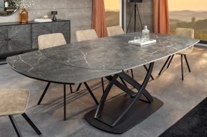 MASA DINING EXTENSIBILA, INCEPTION 130/190CM, METAL, STICLA/CERAMICA, ANTRACIT, ARTIM GROUP SELECTION