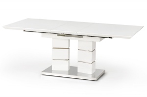 MASA DINING EXTENSIBILA LORD, ALB/CROM, 160/200 CM, BLAT DIN MDF LACUIT SI PICIOARE DIN METAL, STIL MODERN - Img 5