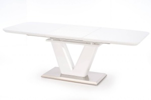 MASA DINING EXTENSIBILA MISTRAL, ALB/CROM, 160/220 CM, BLAT DIN MDF LACUIT SI PICIOR DIN METAL, STIL MODERN - Img 3