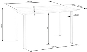 MASA DINING MODEX, STEJAR WOTAN/CROM, 120 CM, BLAT DIN PAL SI PICIOARE DIN METAL , STIL MODERN, HALMAR - Img 4