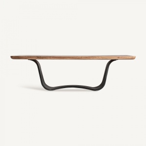 MASA DINING MULFINGEN, MARO SI NEGRU, REF. 35034, PRELUCRATA MANUAL, CONFECTIONATA DIN LEMN DE SALCAM NEGRU SI METAL, STIL MODERN