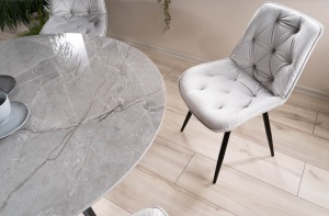 MASA DINING MURANO, 120 CM, EFECT DE MARMURA GRI/NEGRU MAT, BLAT DIN CERAMICA SI PICIOARE DIN METAL, STIL MODERN - Img 6