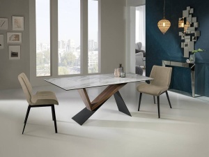 MASA DINING, NOA 180CM, 742350, METAL, LEMN DE NUC SI PORTELAN SI STICLA, DESIGN MODERN - Img 4