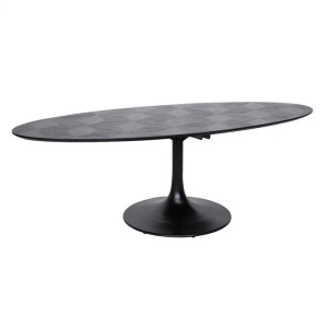 MASA DINING OVALA BLAX, 230 CM, NEAGRA, DIN FURNIR DE STEJAR SI METAL, RICHMOND INTERIORS
