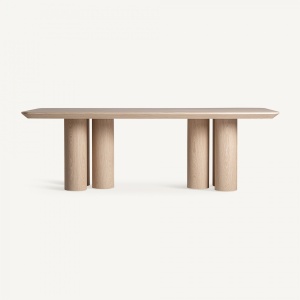 MASA DINING PRAYSSAC, BEJ, REF. 35251, PRELUCRATA MANUAL, CONFECTIONATA DIN FURNIR DE STEJAR, PLACAJ SI MDF, STIL MODERN