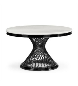 MASA DINING ROMANCE, EFECT DE MARMURA ALBA/NEGRU, 130 CM, BLAT DIN CERAMICA SI PICIOR DIN METAL, STIL MODERN