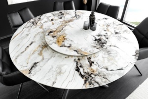 MASA DINING, SPIN 150CM, CU FARFURIE DETASABILA, METAL, STICLA/CERAMICA, MARMURA MULTICOLOR/ALBA, ARTIM GROUP SELECTION - Img 8