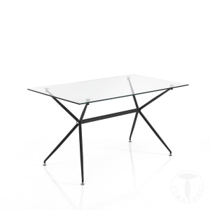 MASA ELEGANTA 140CM, STICK, COD 3862, STIL MODERN, REALIZATA DIN METAL SI STICLA