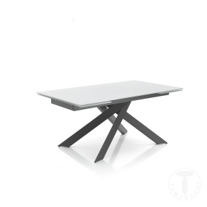 MASA EXTENSIBILA 160/240CM, GIUKI ALB, COD 3873, STIL MODERN, REALIZATA METAL SI STICLA