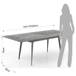 MASA EXTENSIBILA DIN CERAMICA 140/200CM, MOMO, COD 3653, STIL MODERN, REALIZATA DIN METAL SI CERAMICA - Img 5