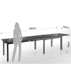 MASA EXTENSIBILA ELEGANTA 120/350CM, LONG GREY, COD 3344, STIL MODERN, REALIZATA DIN METAL SI STICLA/MDF - Img 6
