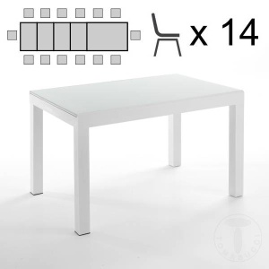 MASA EXTENSIBILA ELEGANTA 120/350CM, LONG WHITE, COD 2673, STIL MODERN, REALIZATA DIN METAL SI STICLA/MDF - Img 2