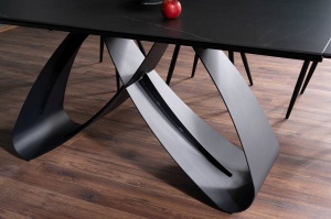 MASA EXTENSIBILA SAMANTA SAHARA, 160/240 CM, EFECT DE MARMURA NEAGRA/NEGRU, DIN CERAMICA, STICLA SI METAL, STIL MODERN - Img 6