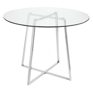 MASA LIVING DIN METAL SI STICLA/ARGINTIU, CARAT GLASS 100, STIL MODERN B2