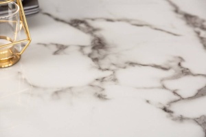 MASA STIL MODERN 140CM , PARIS, COD 41881, BLAT STICLA SI METAL - Img 3