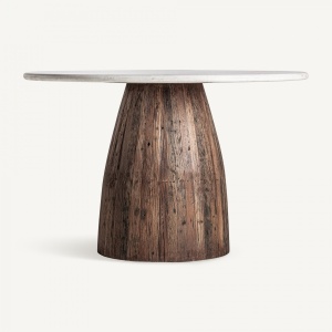 MASA SUFRAGERIE DEOSEBITA, SKORUP 120CM, LEMN RECICLAT SI MARMURA, MARO/ALB, ARTIM GROUP SELECTION