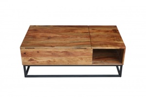 MASUTA DE CAFEA 110CM, FUNCTION, DIN LEMN MASIV SHEESHAM, ASPECT INDUSTRIAL - Img 4