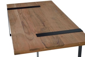 MASUTA DE CAFEA 115CM, NATUR/NEGRU, DIN LEMN DE SALCAM SI METAL, STIL RETRO - Img 3