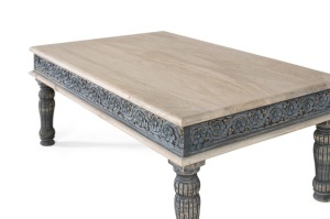 MASUTA DE CAFEA 120CM, LEMN DE MANGO, ALB/ALBASTRU, GINER Y COLOMER